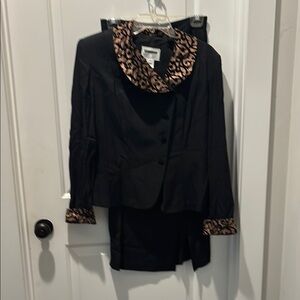 Black Jacket with Leopard Print Accents